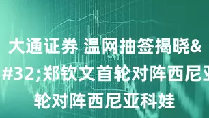 大通证券 温网抽签揭晓&#32;郑钦文首轮对阵西尼亚科娃